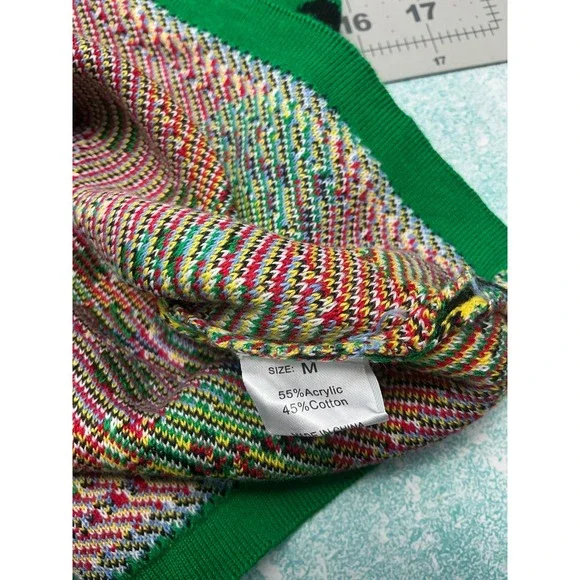 Girls Christmas Tree Sweater Dress Black Knit Long Sleeve Holiday Size M - Picture 6 of 8